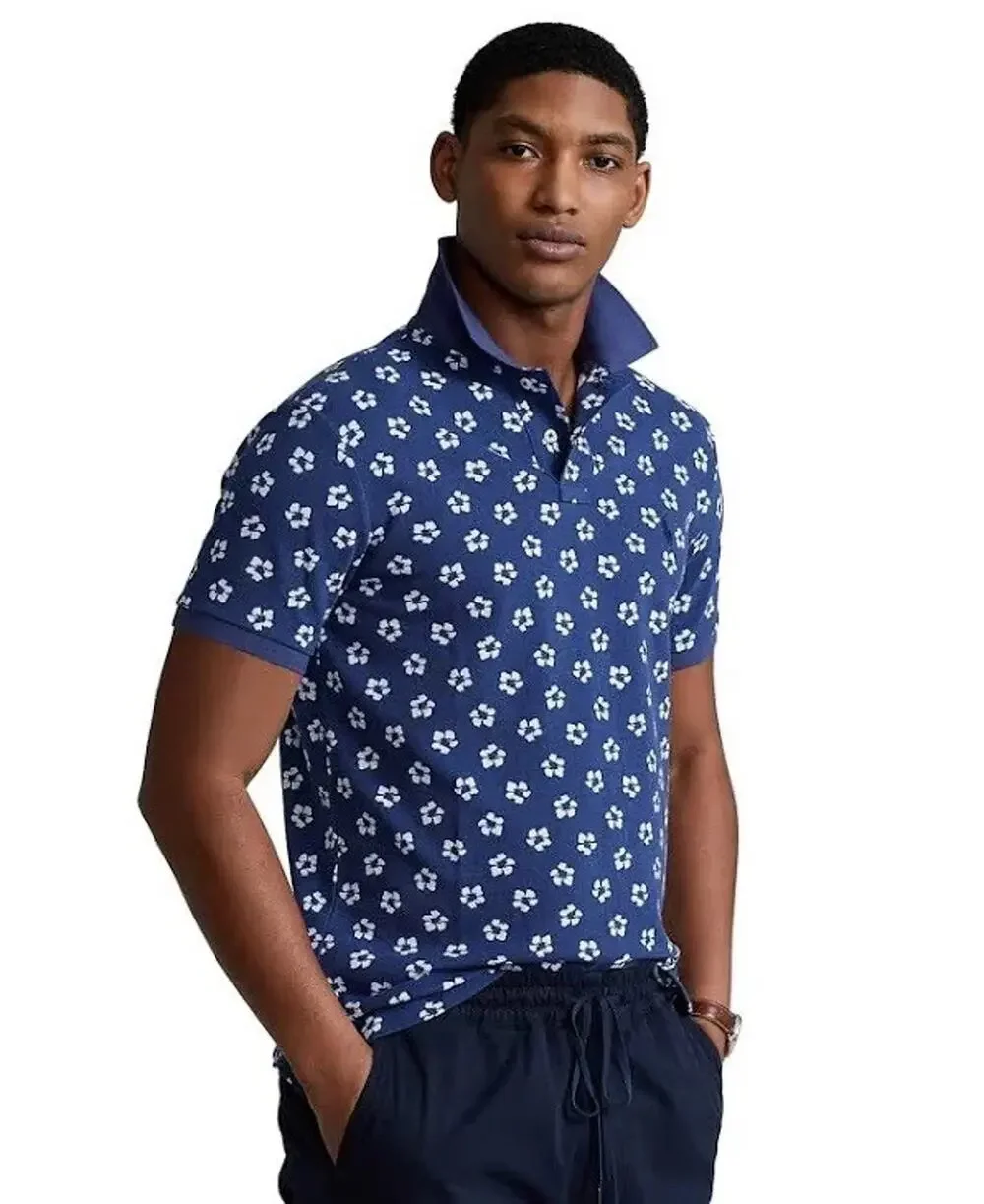 Polo Ralph Lauren Size 3XLT Mens Floral Blue Shirt Big And Tall Hibiscus AOP